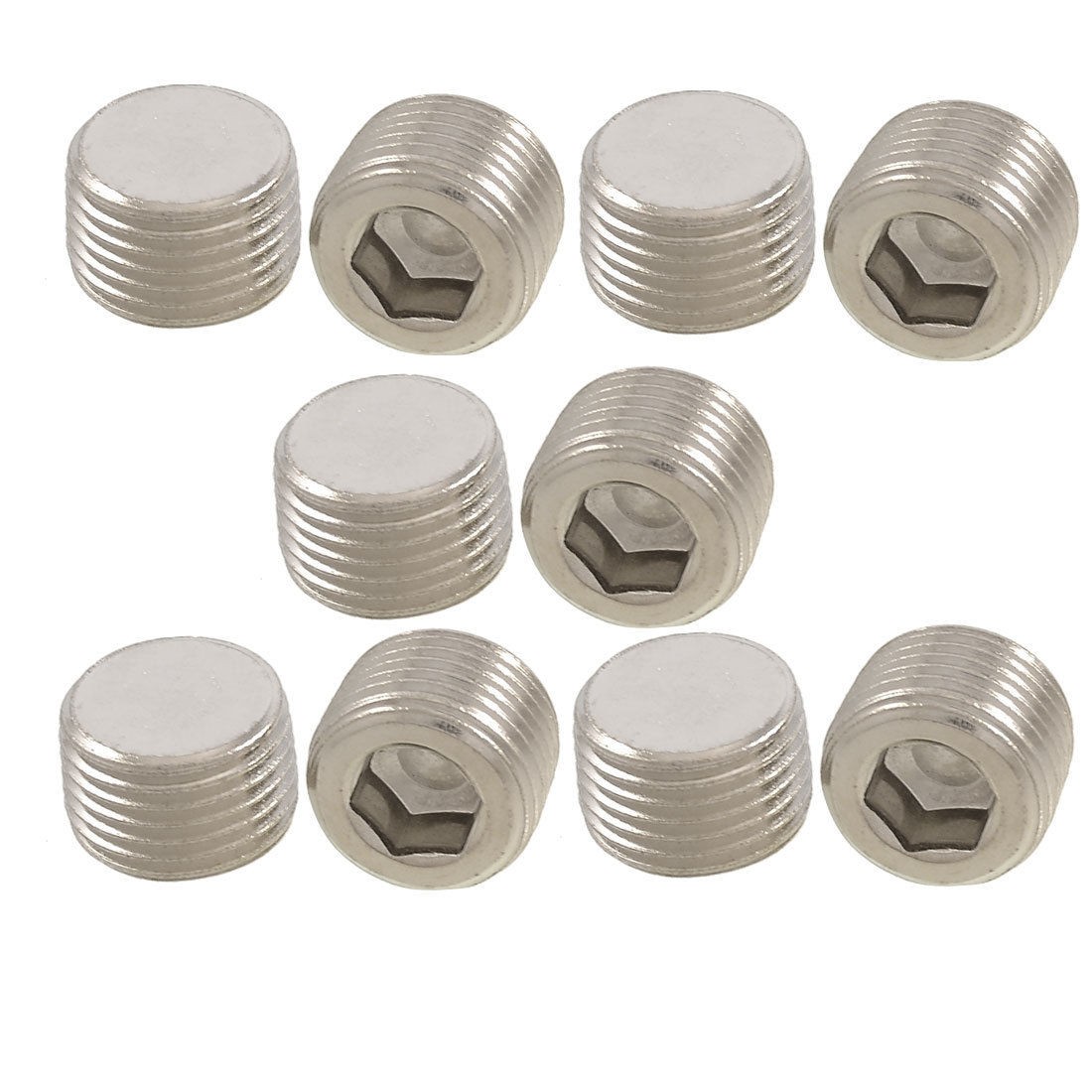 10 Pcs 1/2" Thread Metal Internal Hex Head Socket Pipe Plugs