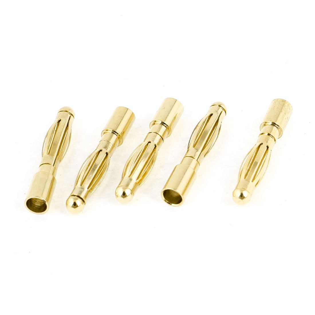 5 Pieces Gold Tone Metal RC Banana Bullet Plug Connector Male 2mm