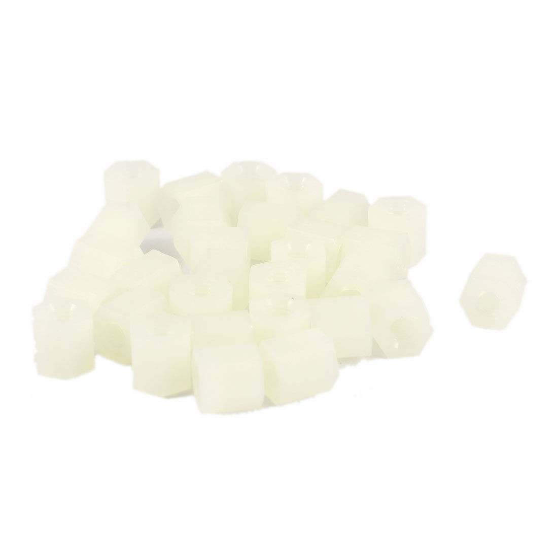 30 Pcs M3 x 6mm Nylon Hex Hexagonal Threaded Spacer Support
