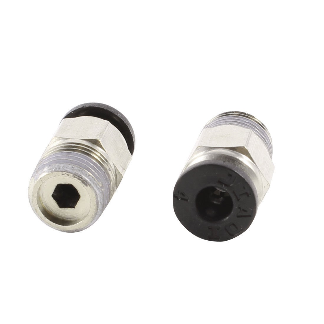 2 Pcs 1 8" PT OD Tubing 4mm Push in Joint Pneumatic Connector Quick Fitting