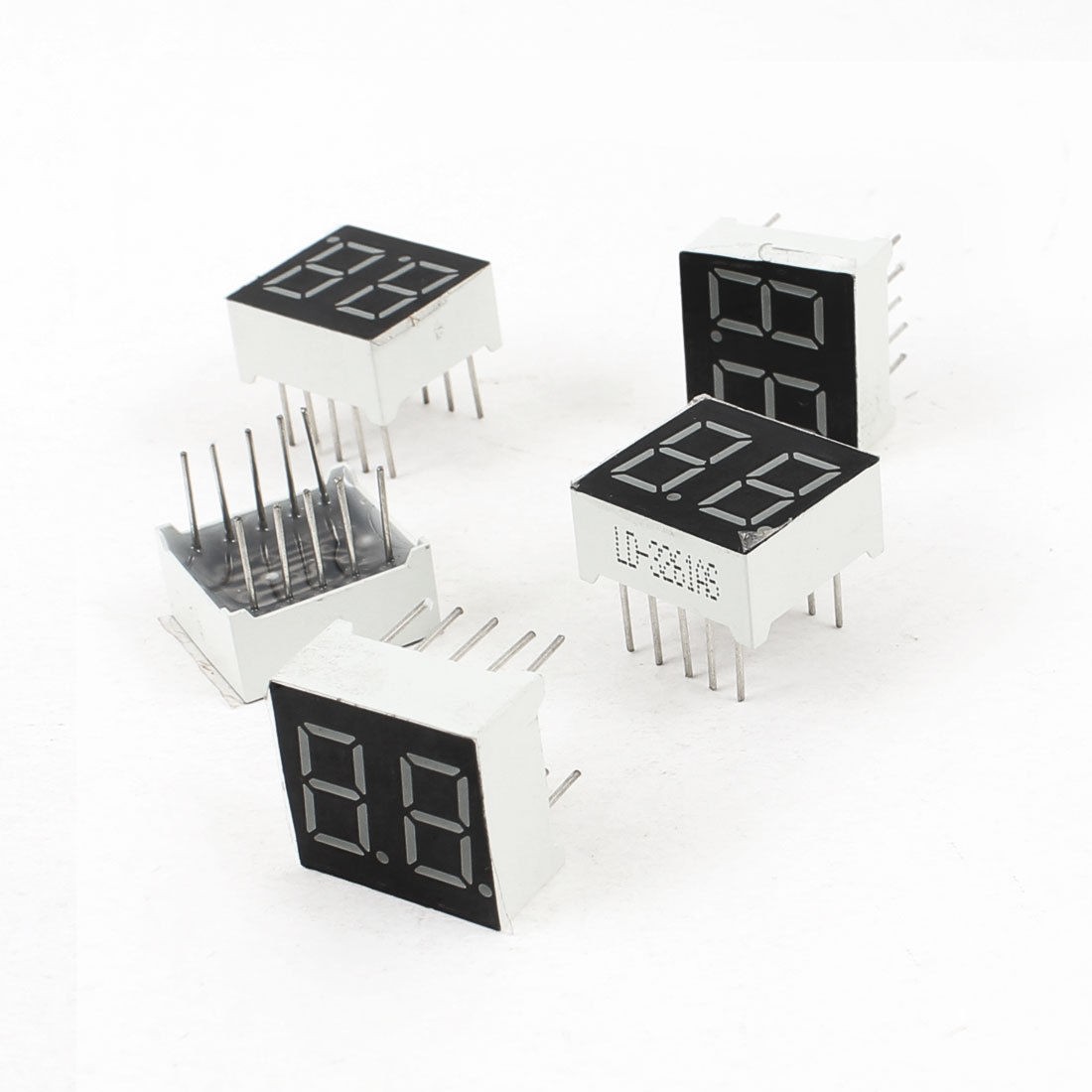 5 Pcs Common Cathode 10 Pin 2 Bit 7 Segment 0.36" Red LED Display Digital Tube
