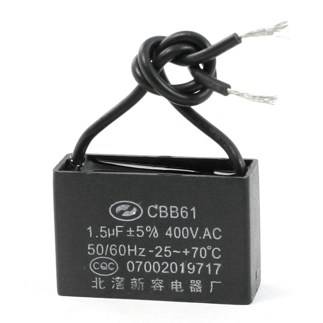 CBB61 Type AC 400V 1.5uF Wired Polypropylene Film Motor Capacitor