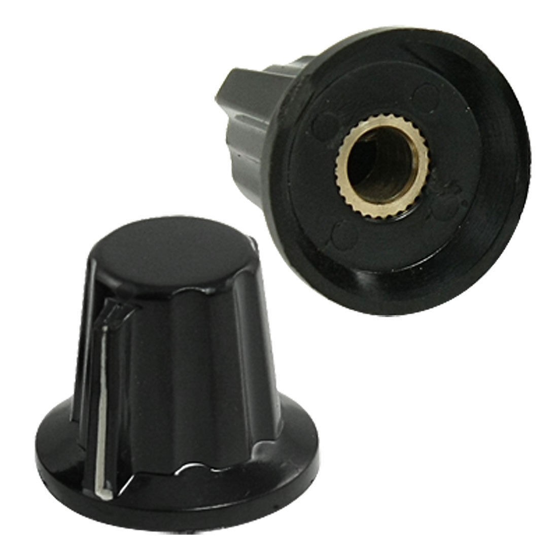 2 Pcs Black 4mm Shaft Hole Diameter Push on Pointer Potentiometer Knobs