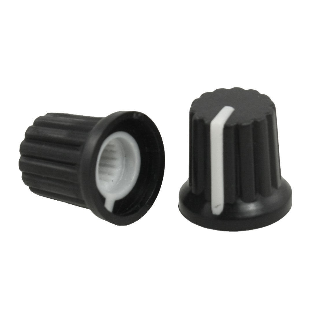 5 Pcs Black Plastic Rotary Knobs w White Mark for Potentiometer Pot