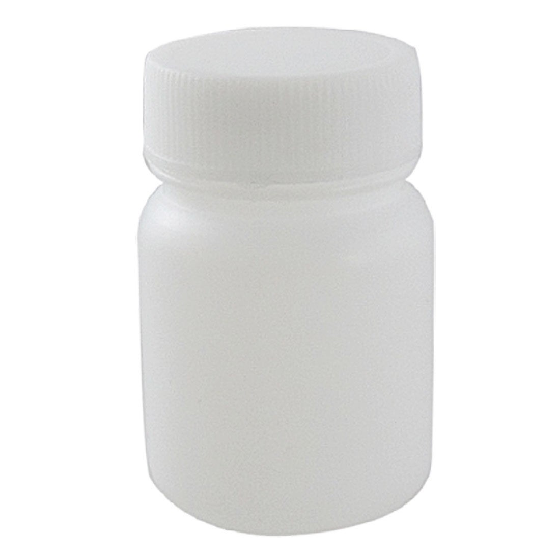 White Plastic Cylinder Body Double Cap Leakproof Lab Bottle 50mL