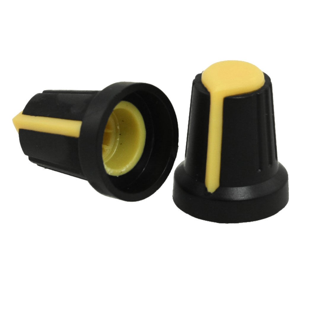 5 Pcs 10mm Top Dia Black Knobs w Yellow Mark for Potentiometer Pot