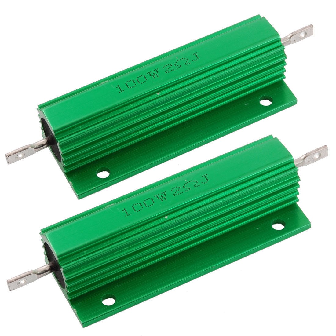 2 x Chassis Mounted 100W 2 Ohm 5% Aluminum Case Wirewound Resistors Bajob