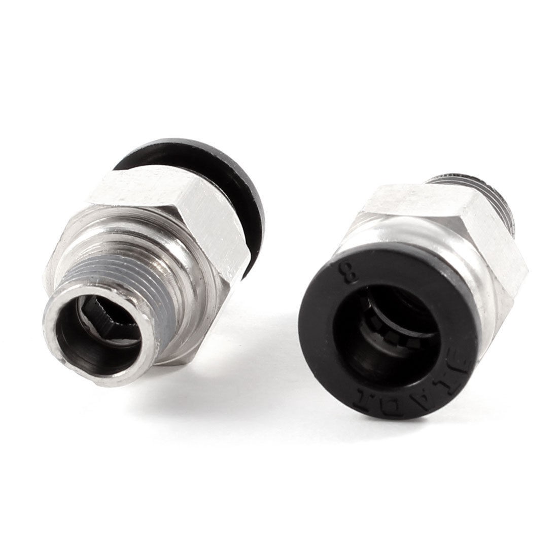 2 Pcs 1 8" PT OD Tubing 8mm Push in Joint Pneumatic Connector Quick Fitting