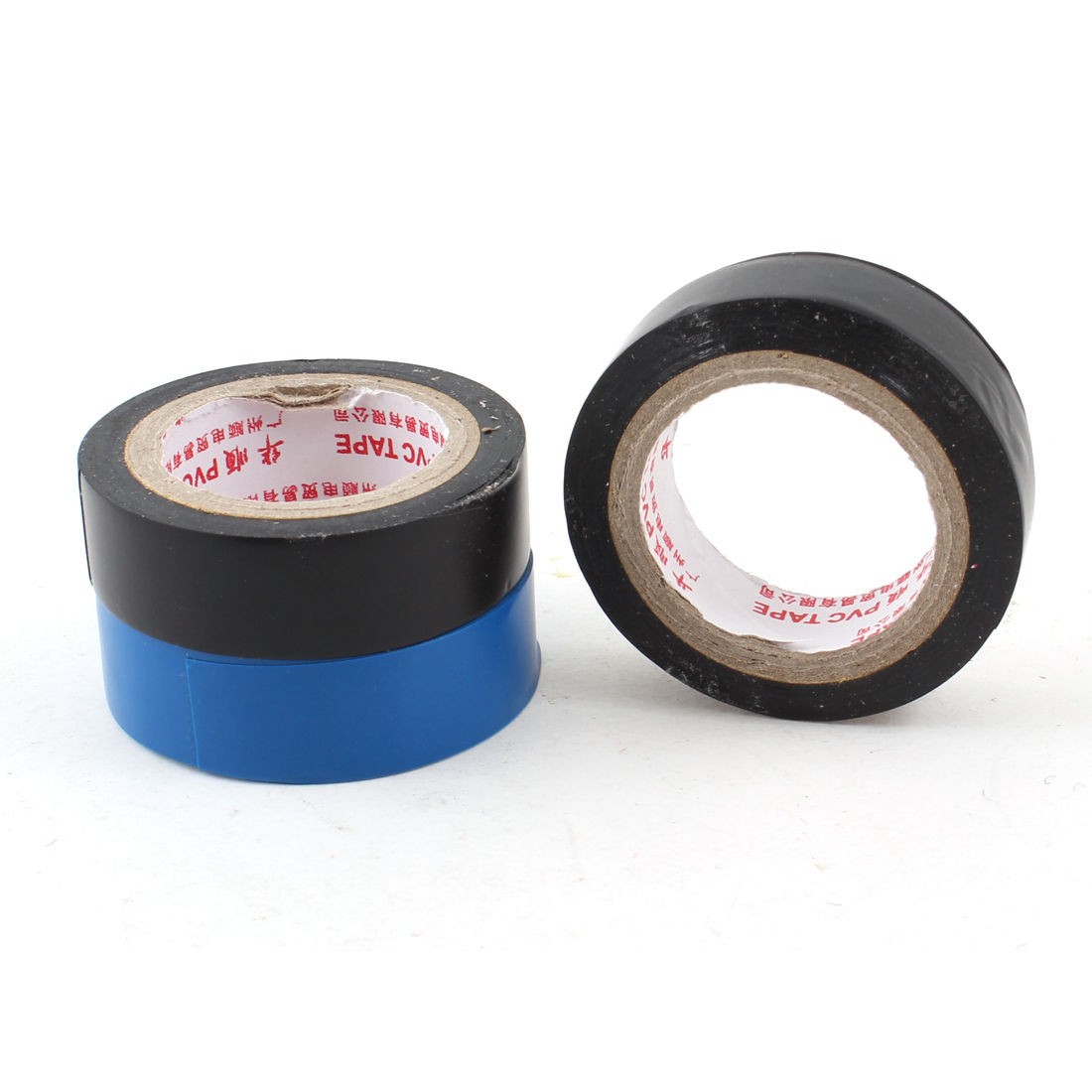 3 Pcs 15mm Wide Black Blue PVC Safety Electric Wire Cable Insulating Tape Roll