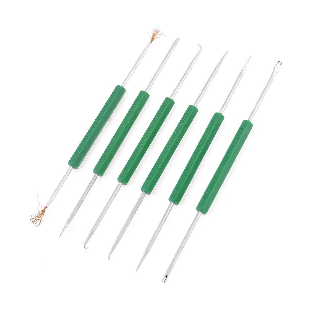 Green Plastic Coated Handle Soldering Solder Assist Tool 6 Pcs