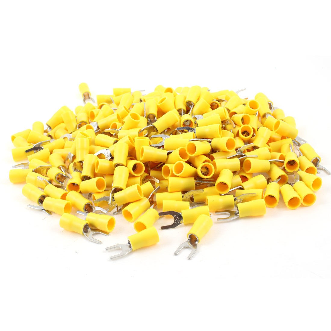 500Pcs SV5.5-5 Pre Insulated Fork Terminal Yellow for AWG 12-10 Wire #10 Stud
