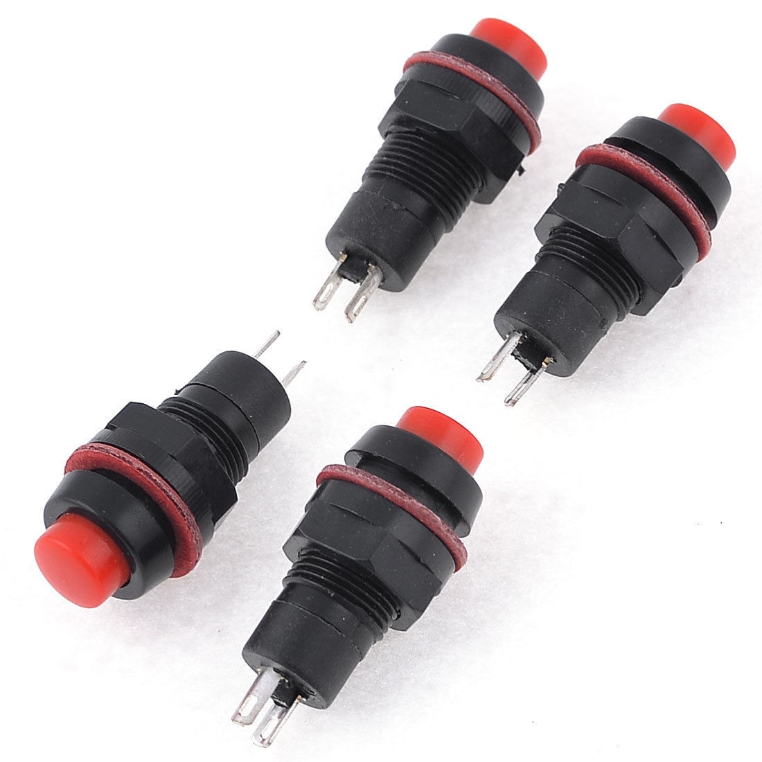 4 Pcs AC 250V 1A 125V 3A 2 Pin Round Latching Push Button Switch Red