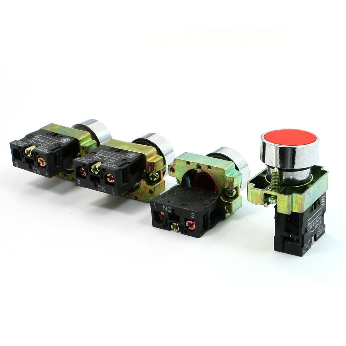 4 Pcs 2 Terminal NO. Red Flat Head Momentary SPST Button Switch 10A 600V