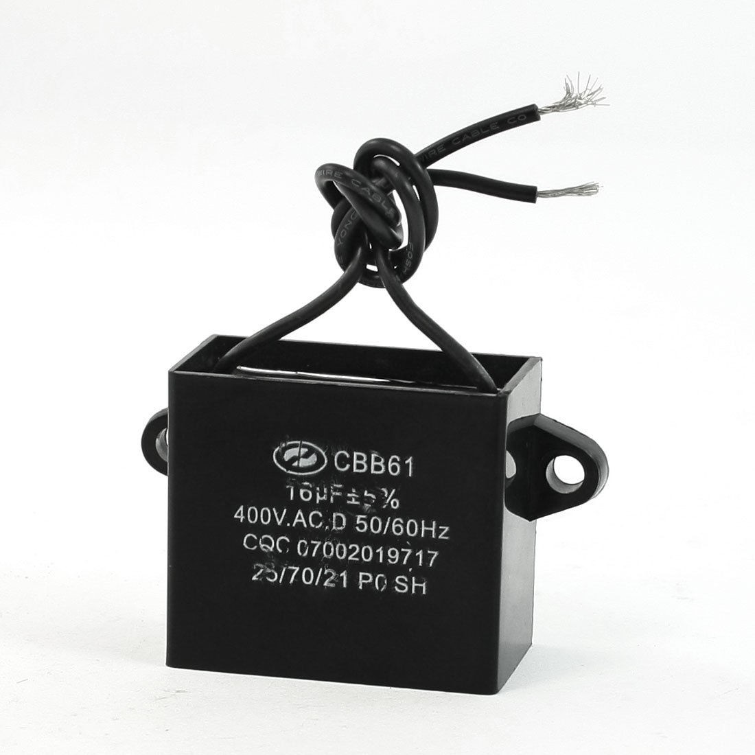 AC 400V 16uF Wired Polypropylene Film CBB61 Model Motor Run Capacitor