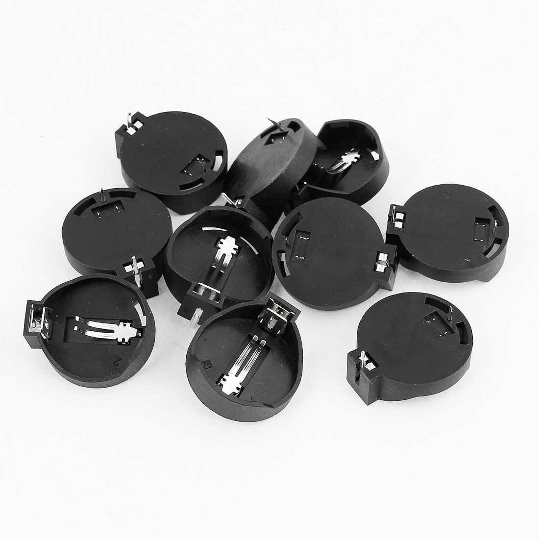 10pcs Black Round Button Battery Holder Case for CR2032 2016 2025