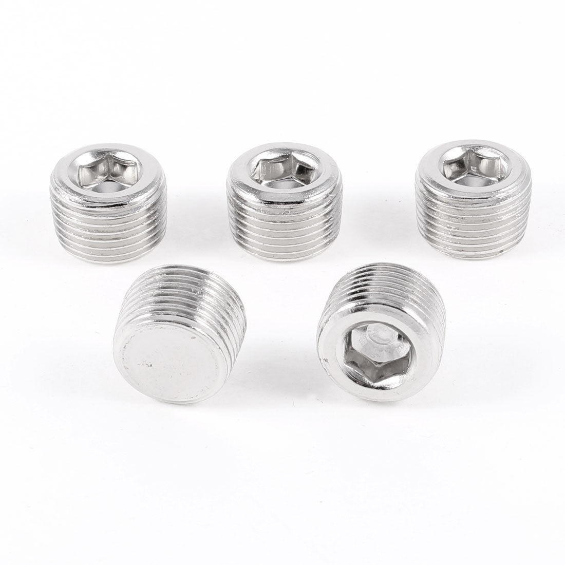 5 x Air Pipe Fittings 3 8"PT Male Thread Hex Socket Plugs Caps 11mm Height