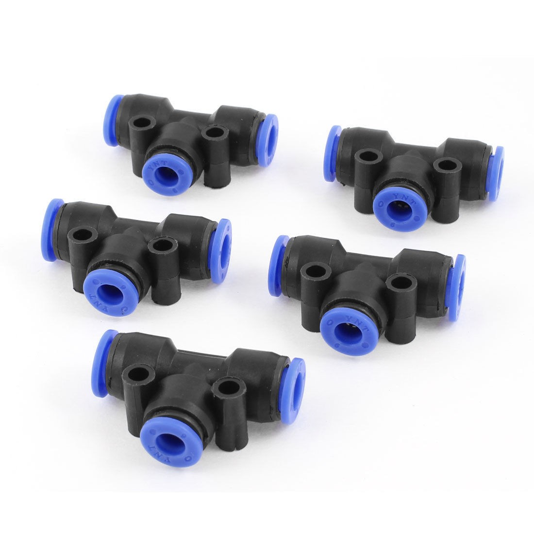 5 Pcs 8mm One Touch Ends Piping Push in Quick Fittings T Connectors