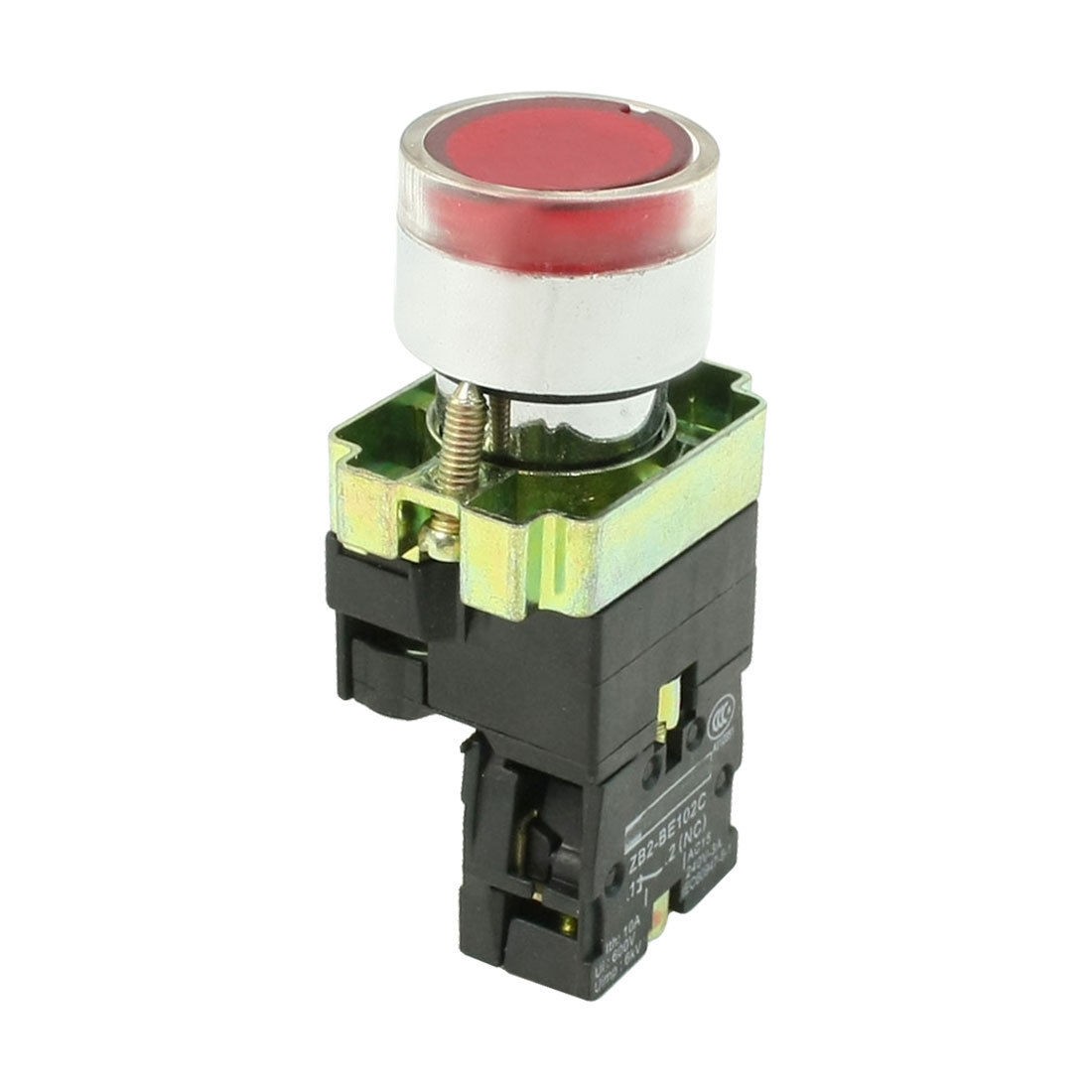 Panel Mounting N/C SPST Momentary Red Pilot Lamp Push Button Switch 10A 600V