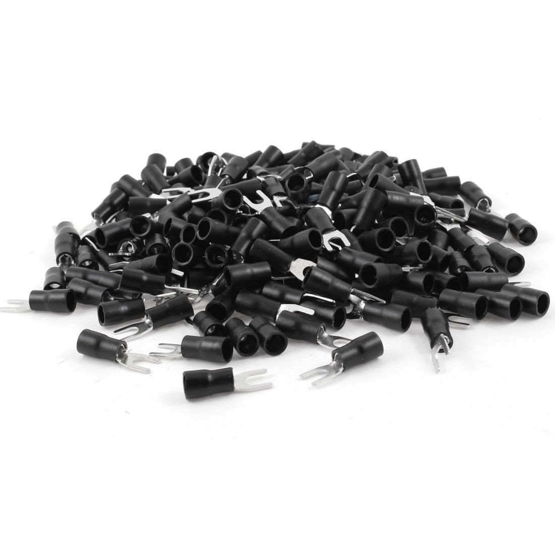 500 x SV3 5 4 Black Pre Insulated Fork Terminal for AWG 14 12 Cable 8 Stud