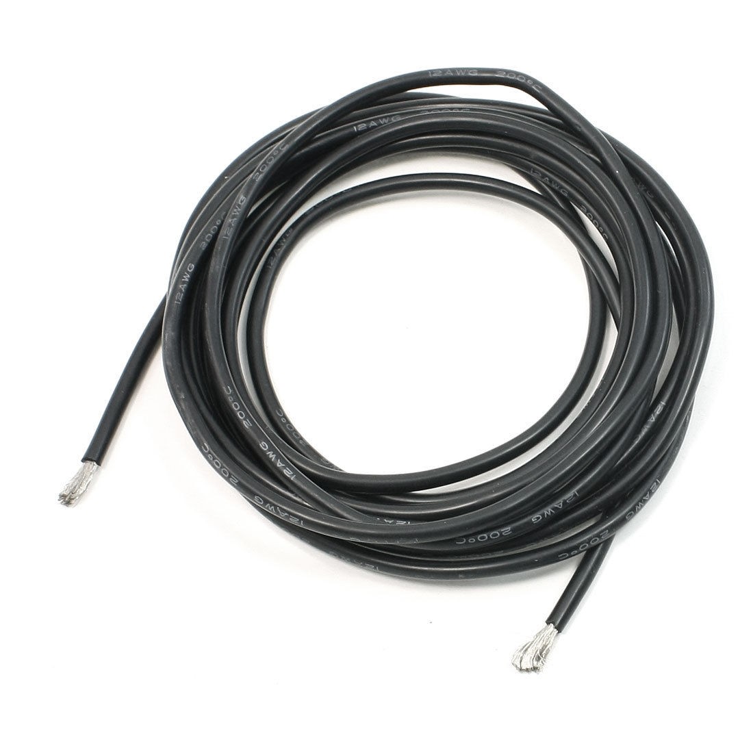 Black 12AWG Electric Accessory Glass Fiber Copper Core Silicone Cable 9.8Ft
