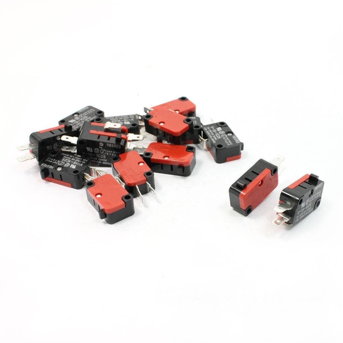 16A 250VAC V-15-1C25 Push Button SPDT 1NO 1NC Micro Switch 15 Pcs