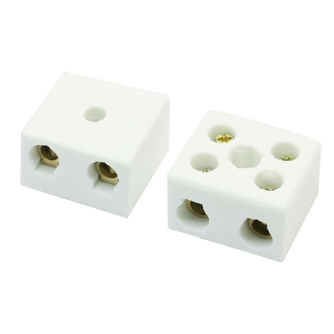 2pcs Dual Way 5 Hole White High Frequency Porcelain Ceramic Terminal Block 30A