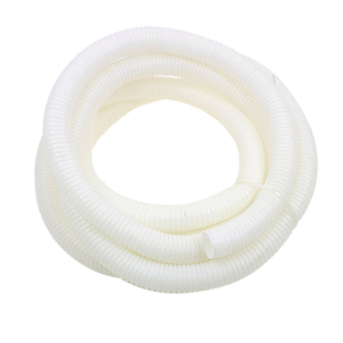 11.5Ft 25mm Outer Dia White Plastic Flexible Corrugated Hose Tube Pipe
