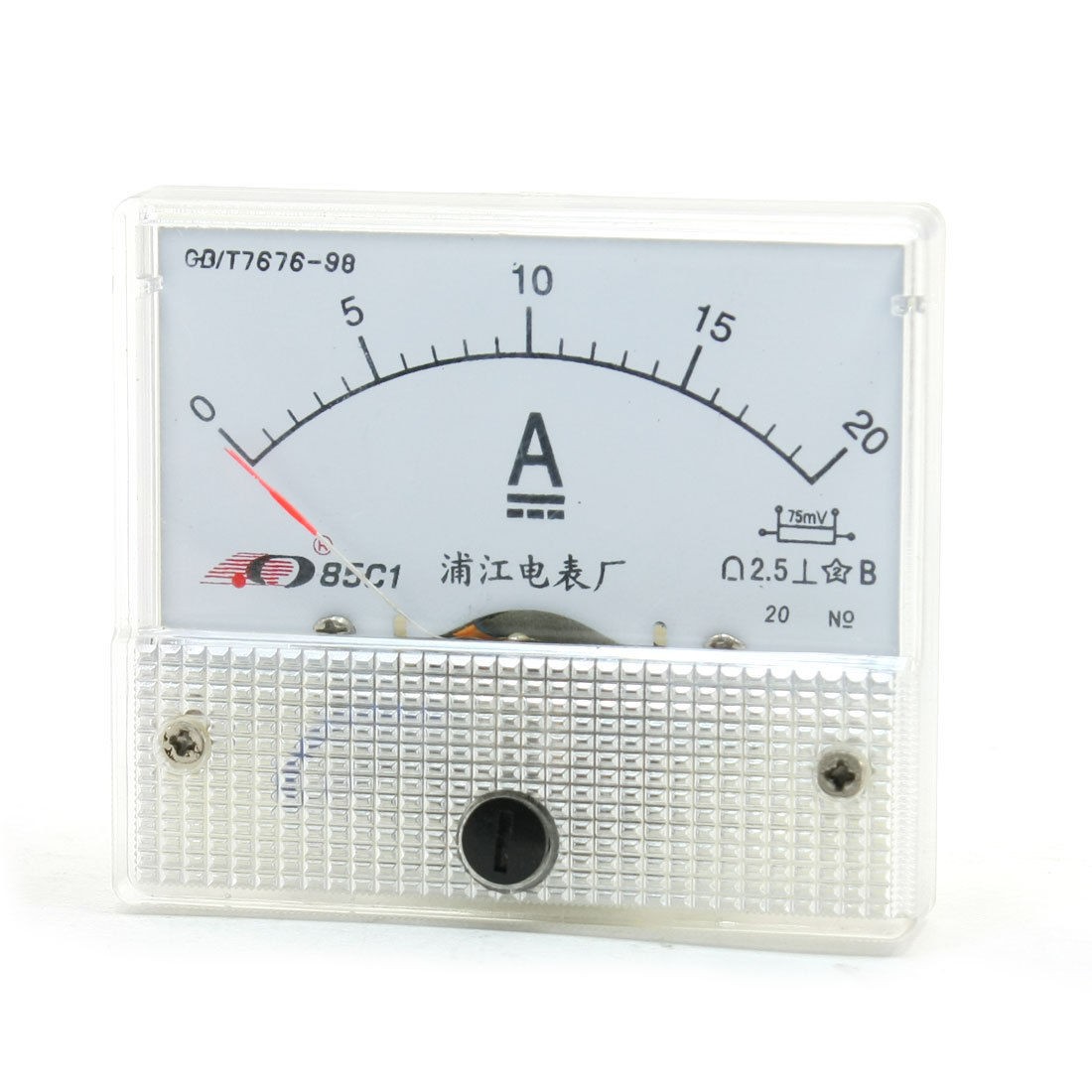 85C1 DC 0-20A Sqaure Fine Tuning Dial Panel Ampere Meter Amperemeter