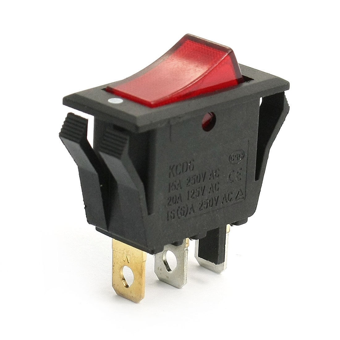 AC 125V 20A Red Lamp SPST ON/OFF 3 Pin Power Control Boat Rocker Switch
