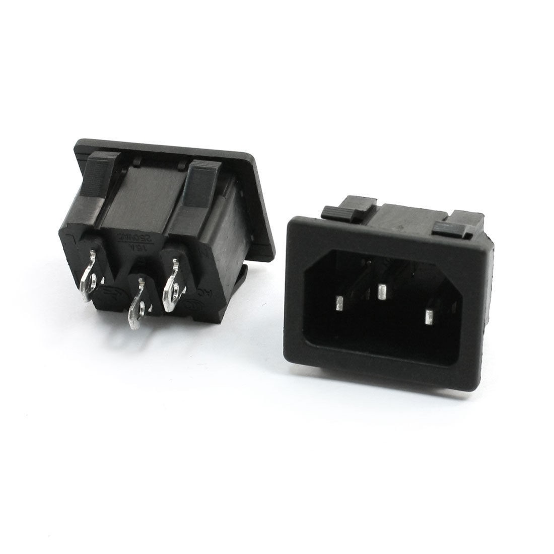 2pcs IEC 320 3 Pin C14 Male Inlet Plug Socket Adapter AC 250V 15A
