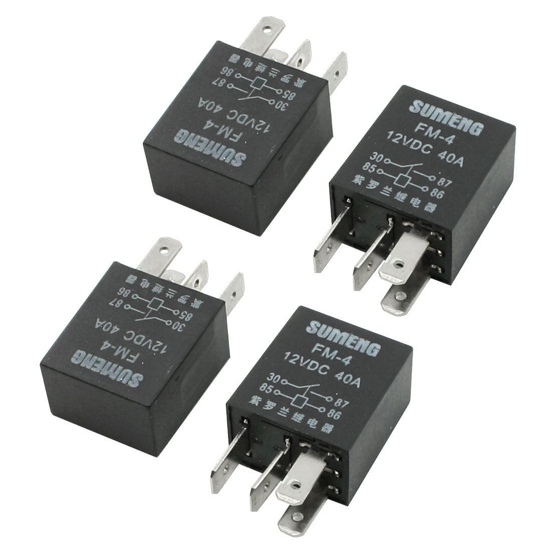 DC 12V Volt 40A 4 Pin Terminal SPST Vehicle Auto Car Alarm Relay 4 Pcs