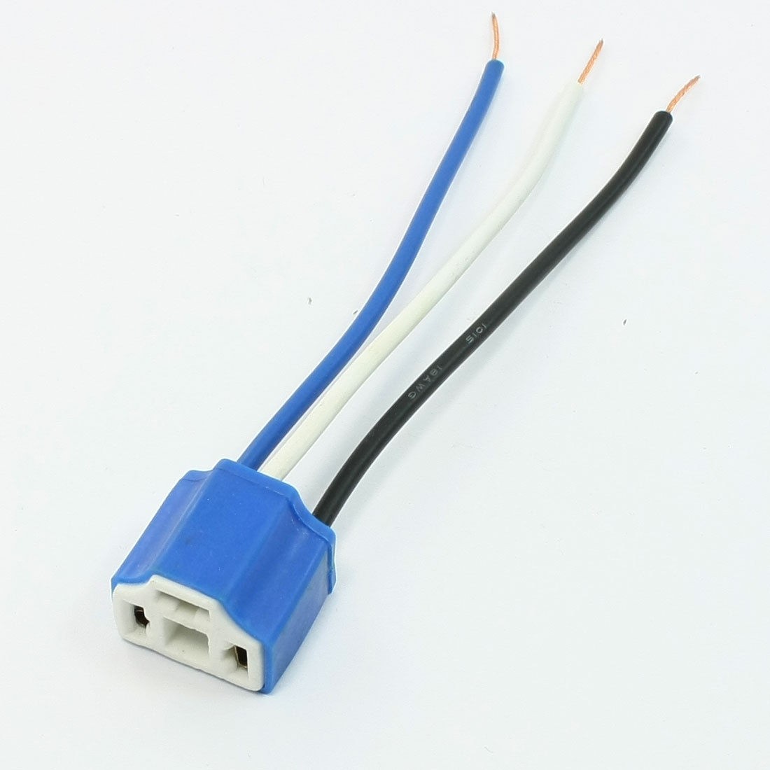 Auto Blue Rubber Coated Ceramic 3 Pin 3 Wire H4 Light Lamp Socket 5pcs