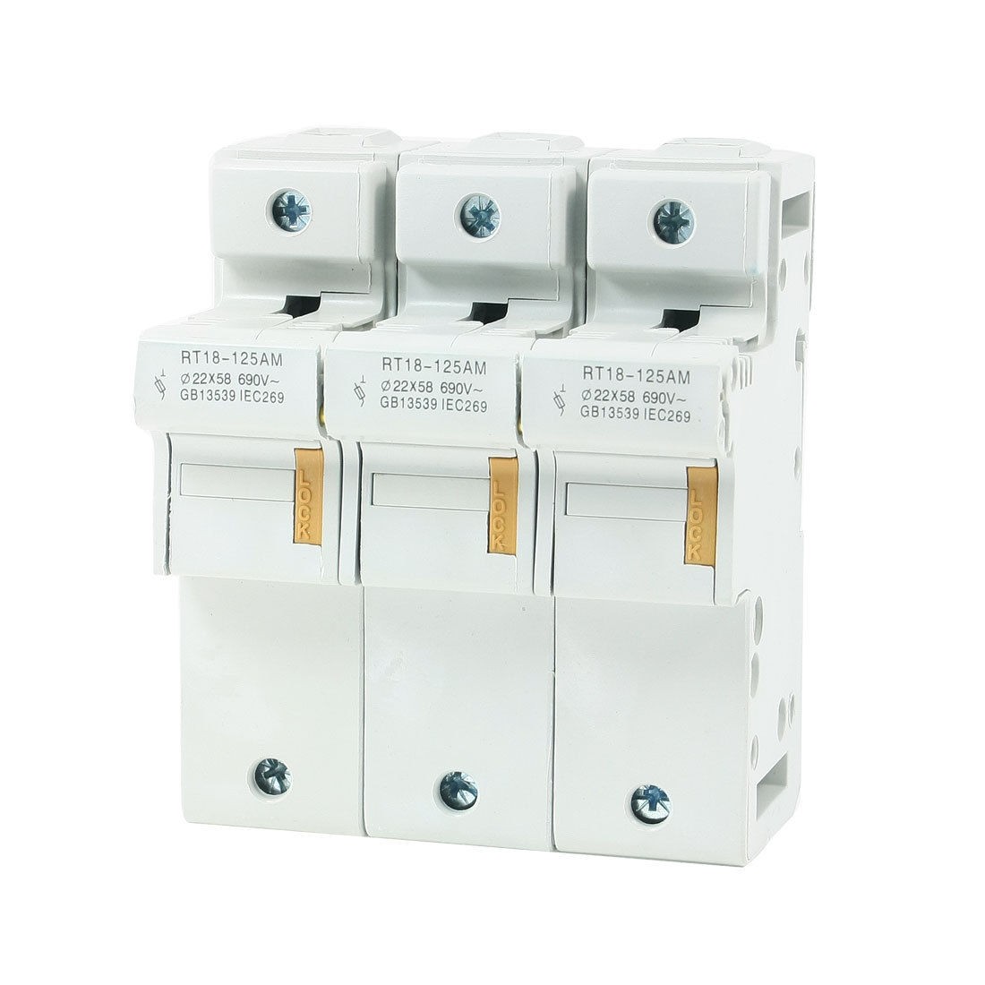 RT18-125AM AC 690V 125A 3 Poles 3P 22x58mm Cylindrical Fuse Holder Base
