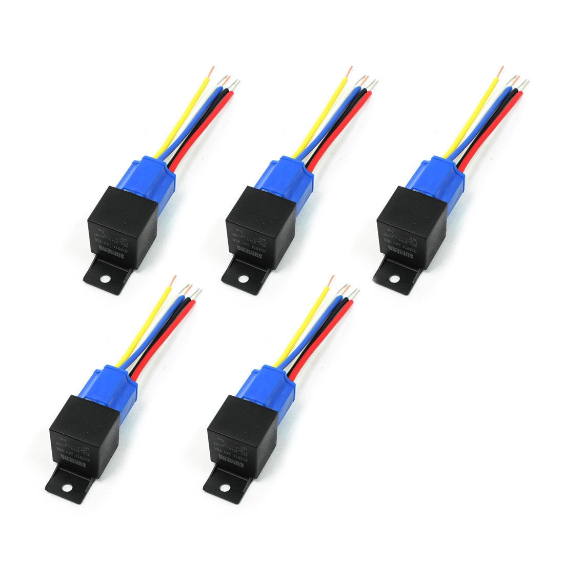 5 Pcs 5-Wires Ceramic Socket Insulation Shell NO+NC SPDT Car Relay DC24V 40A