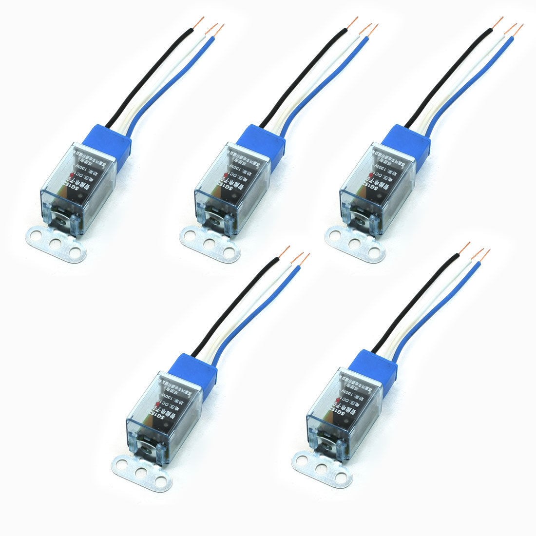 5 Pcs Blue Wired Ceramic Socket LED Indicator Light 3P Car Flasher Relay DC12V