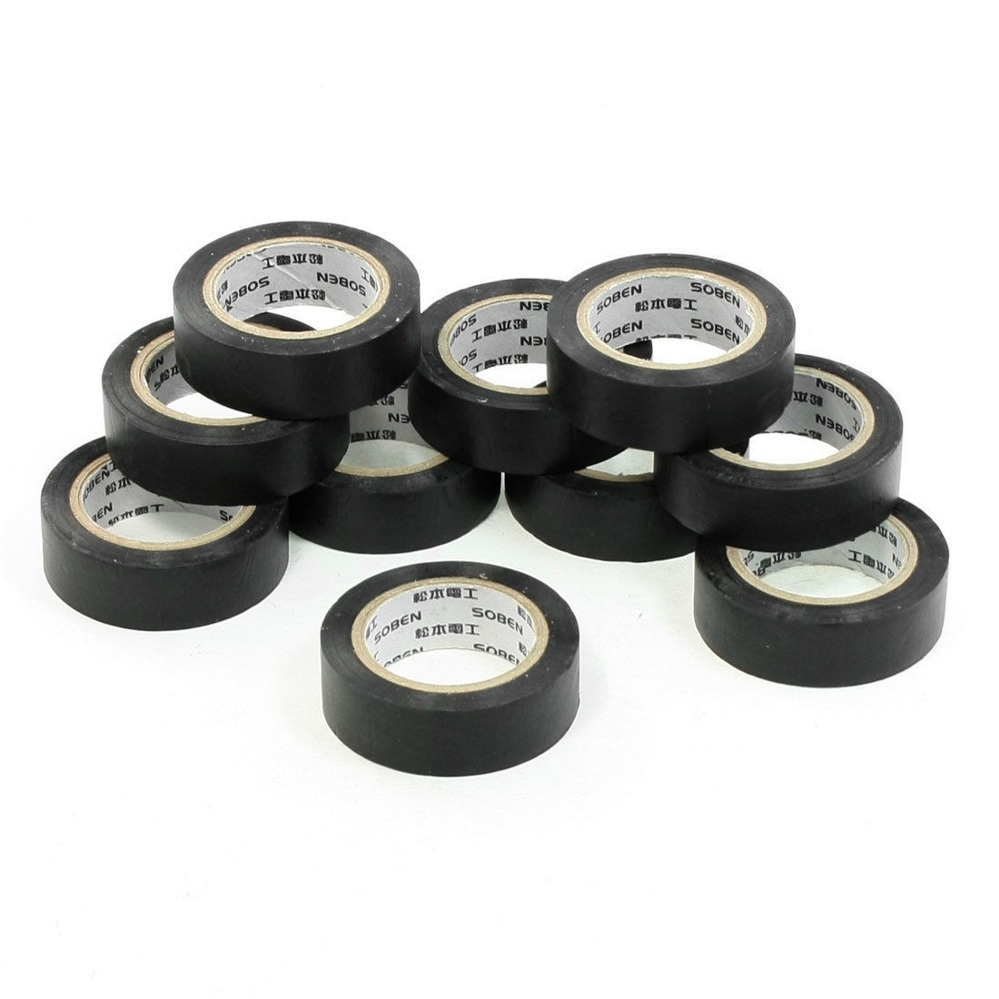 32.8Ft Length Black PVC Adhesive Electrical Insulation Tape Roll 10 Pcs