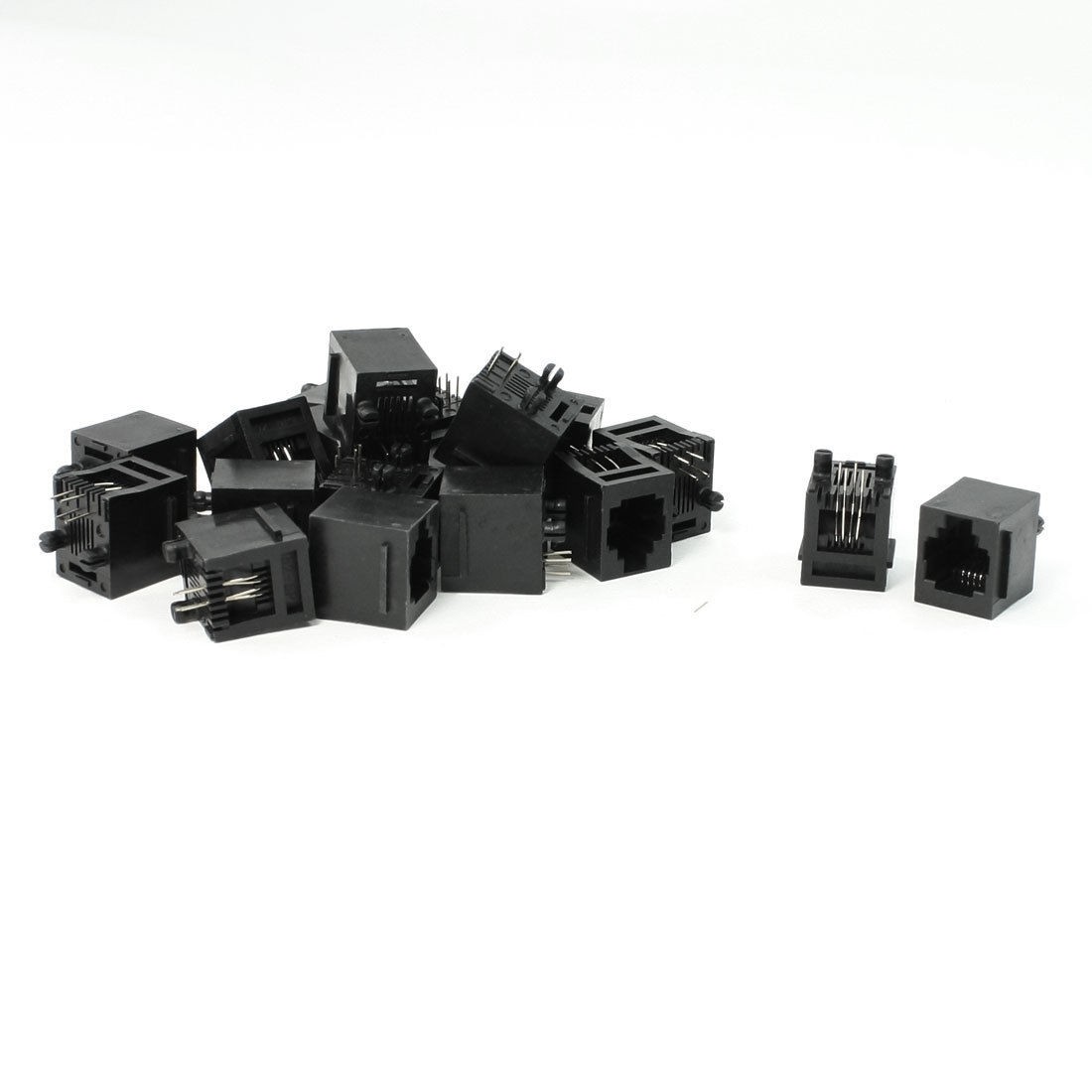 19 Pieces Vertical Mount PCB Ports RJ11 4 Pin 6P4C Network Jacks