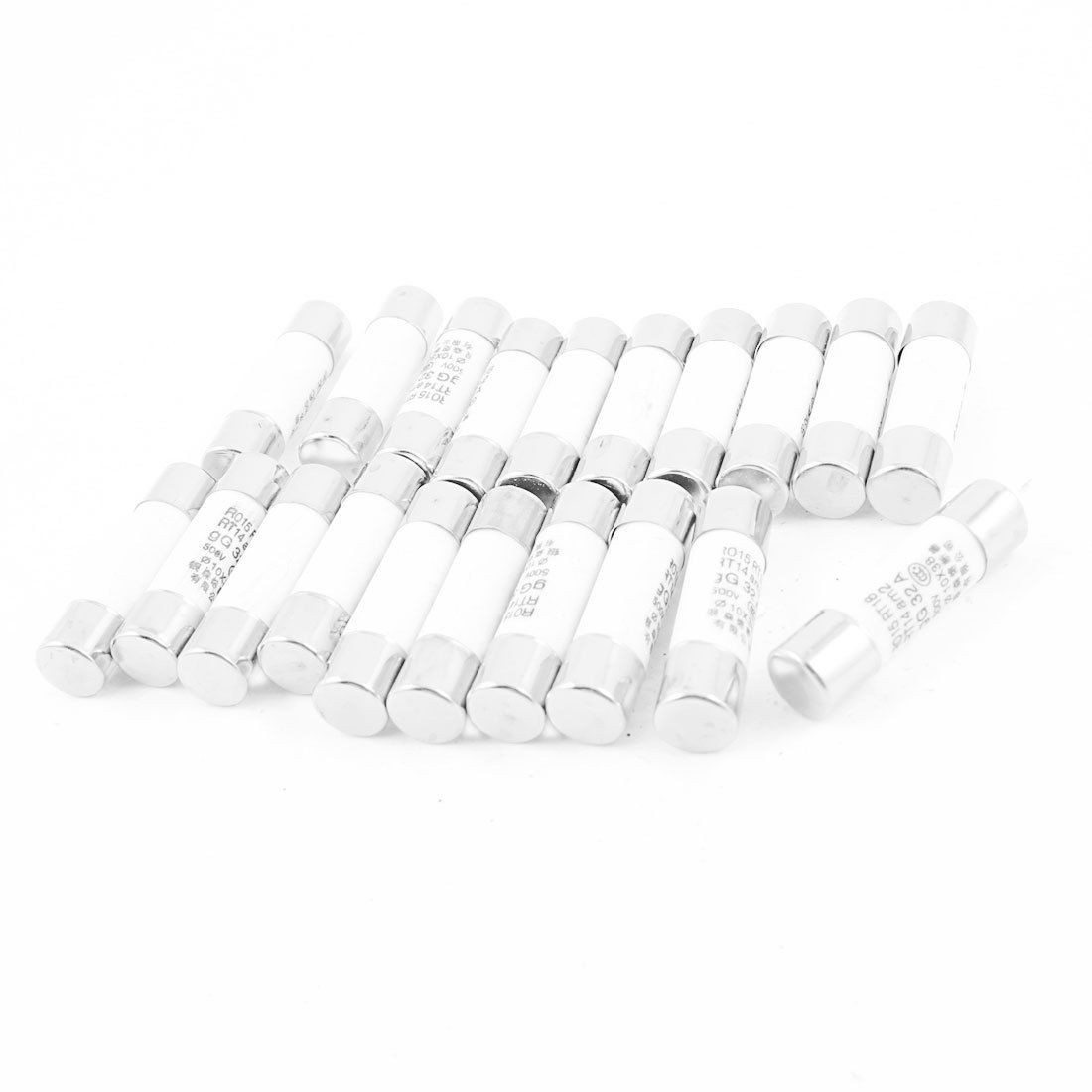 20 Pcs AC 500V 32A Ceramic Tube Cylindrical Fuse Link 10mm x 38mm
