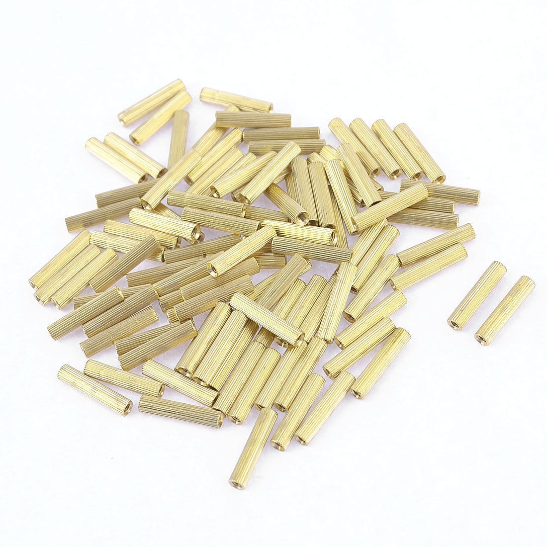 100 Pcs Female Threaded Pillars Brass Standoff Spacer Gold Tone M2x15mm