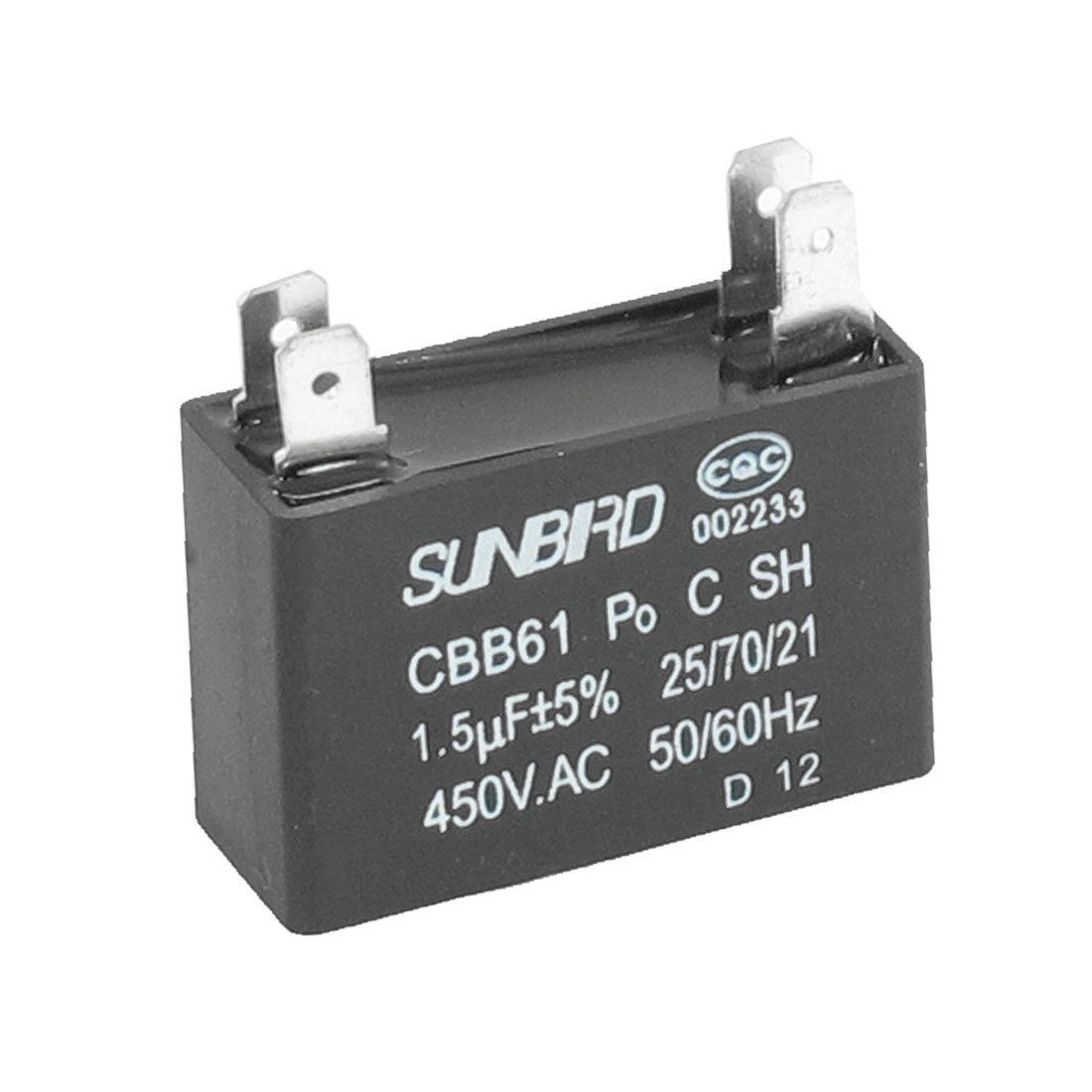 CBB61 AC 450V 1.5uF 4 Pins Air Conditioner Motor Capacitor Black