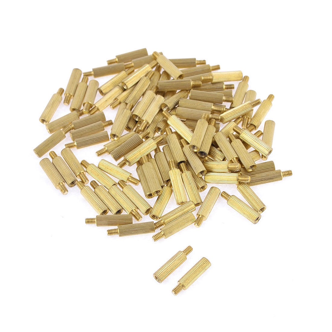 Spare Parts M2x8mmx11mm Cylinder Brass Stand Off Spacer Male to Female 100Pcs