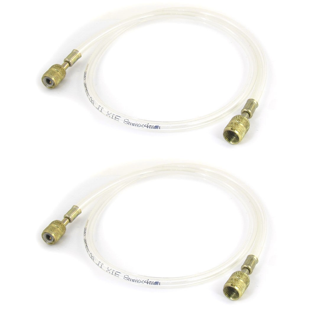 2 Pcs Gold Tone Connector Air Conditioning Refrigeration Charging Hoses 80cm