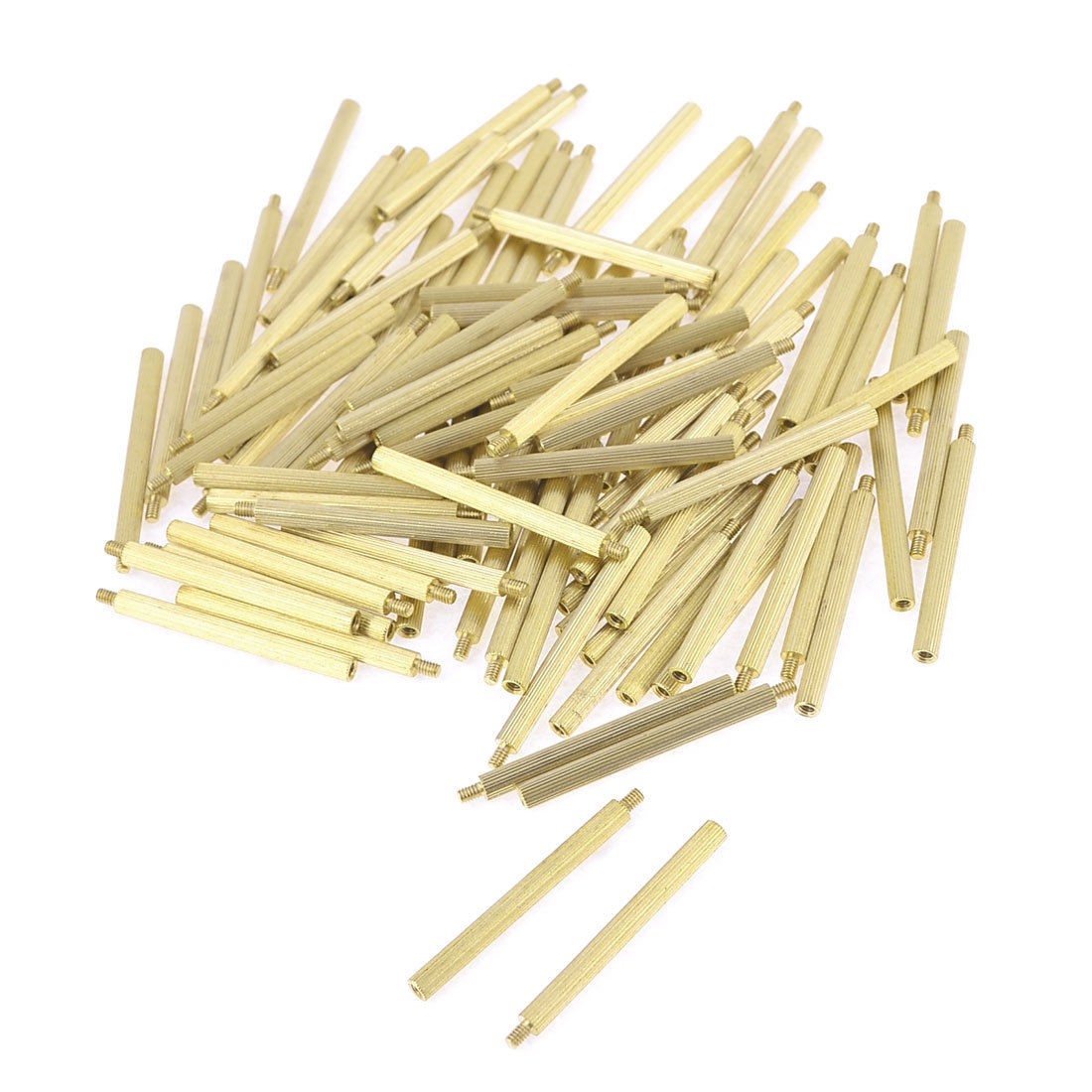 Hardware M2x28mmx31mm Cylinder Brass Stand Off Spacer Male to Female 100Pcs