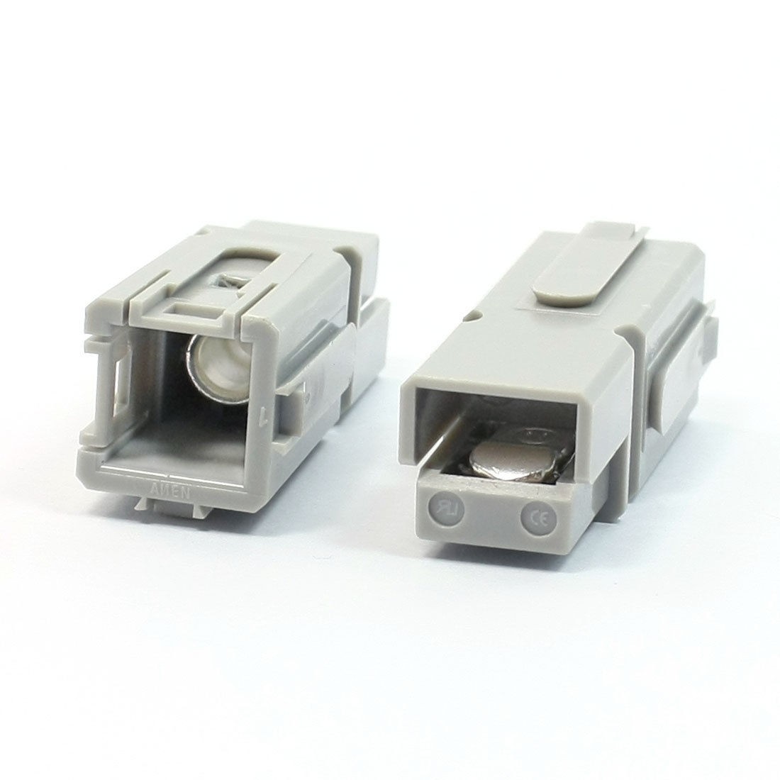 2 Pcs Gray Plastic Housing Aluminum Plated 1cm Holes Power Connectors 75A 600V