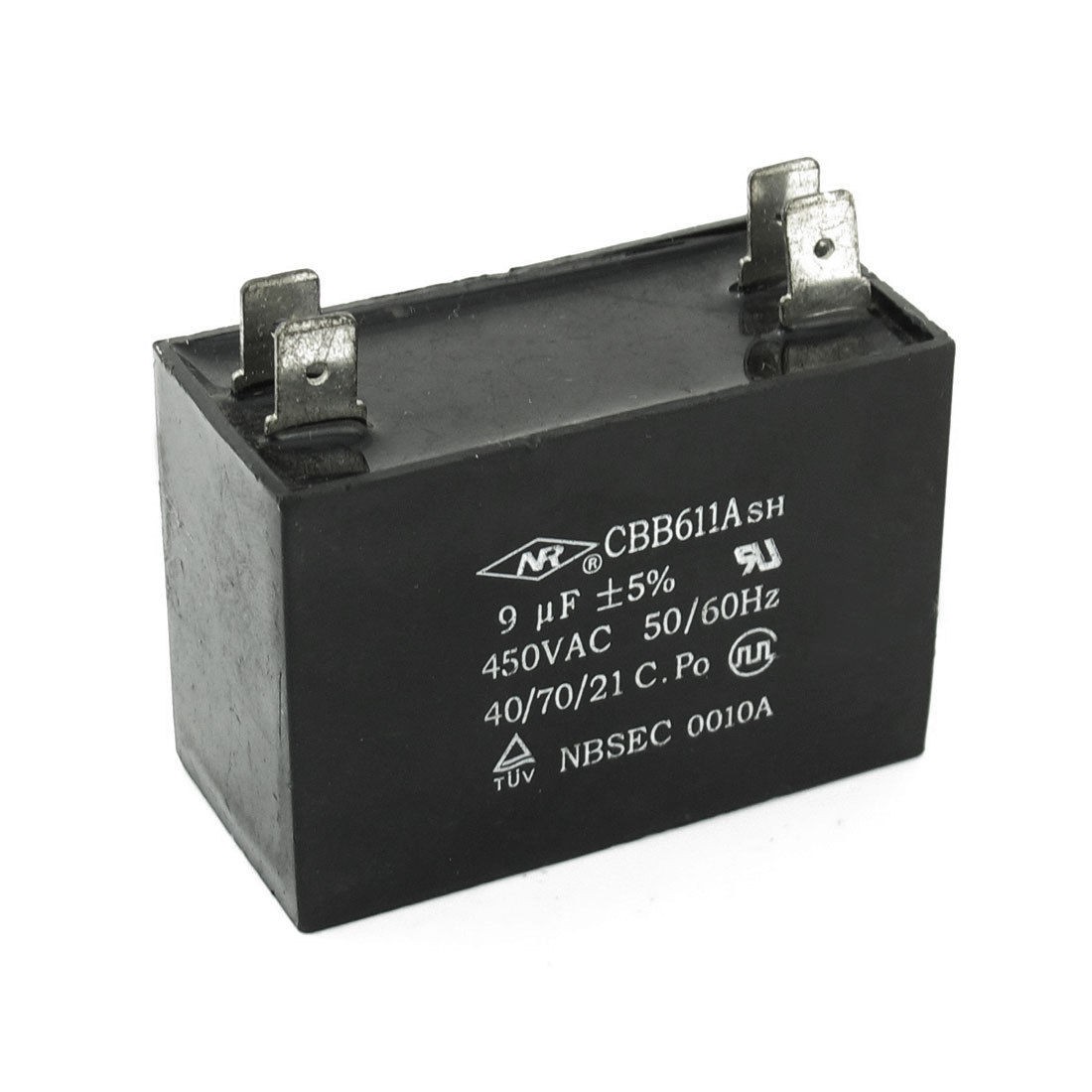 Polypropylene Film 4 Terminals Air Conditioner Motor Run Capacitor 9uF AC 450V