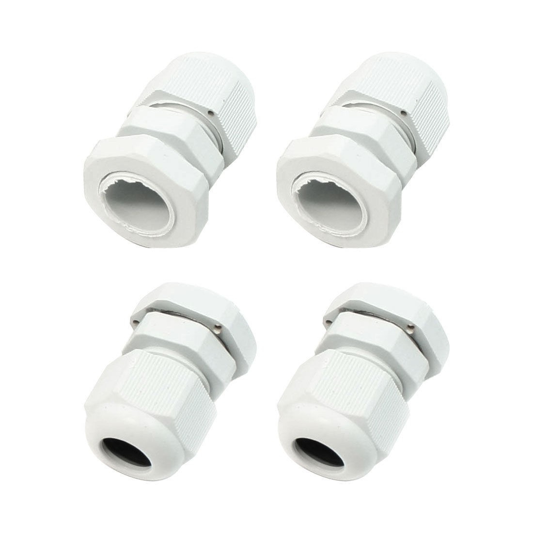 4 Pcs PG9 Off White Plastic 4mm to 8mm Cable Glands Connectors