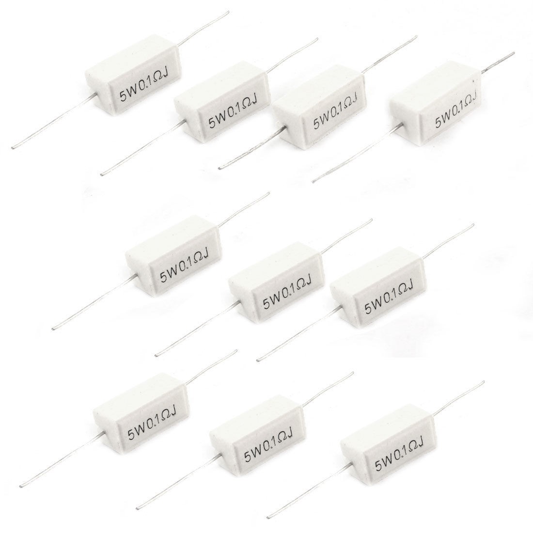 5W 0.1 Ohm 5% Axial Ceramic Cement Power Resistor 10 Pcs