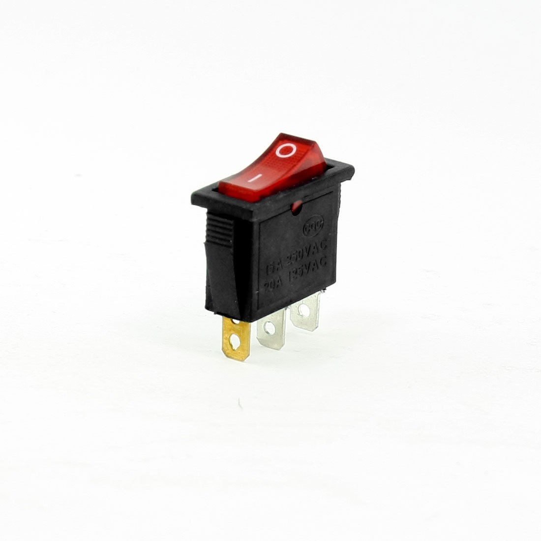 AC 250V/16A 125V/20A 3 Pins SPST I/O Red Light Snap in Boat Rocker Switch