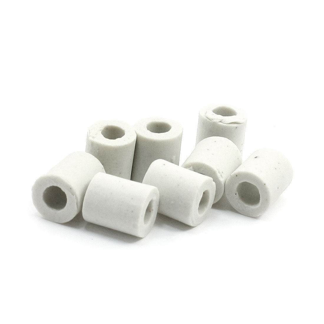 10 Pcs Cylindrical Ceramic Insulation Pipe White 0.47" x 0.39" x 0.2"