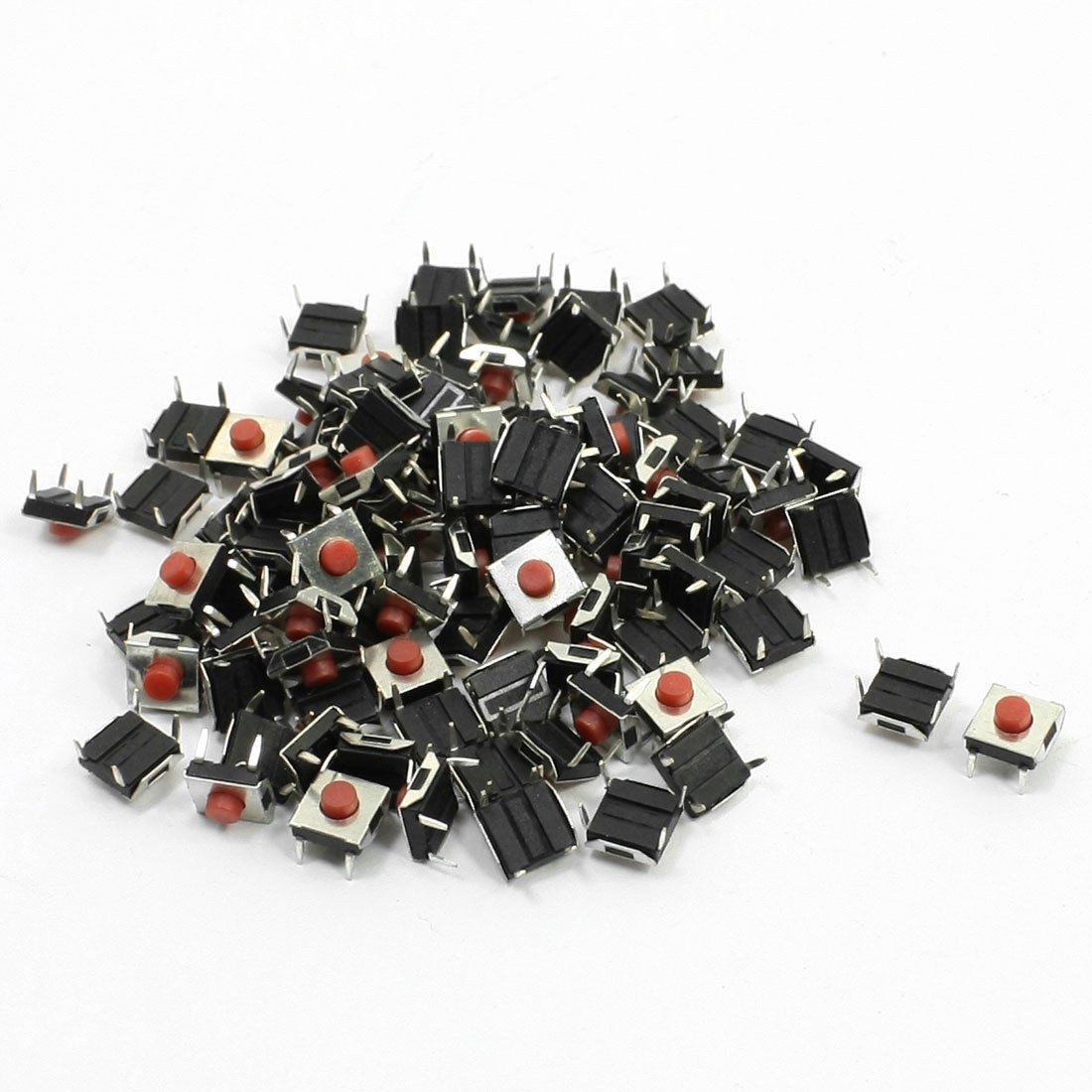 100 Pcs 6 x 6 x 3.4mm 4 Pin PCB Through Hole Mount Tact Switch SPST